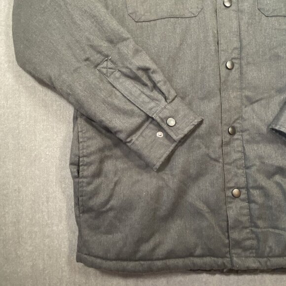 Mens Rugged Elements Dark Gray Jacket Snap Button Pockets SZ L Quilted Lining - Picture 6 of 10